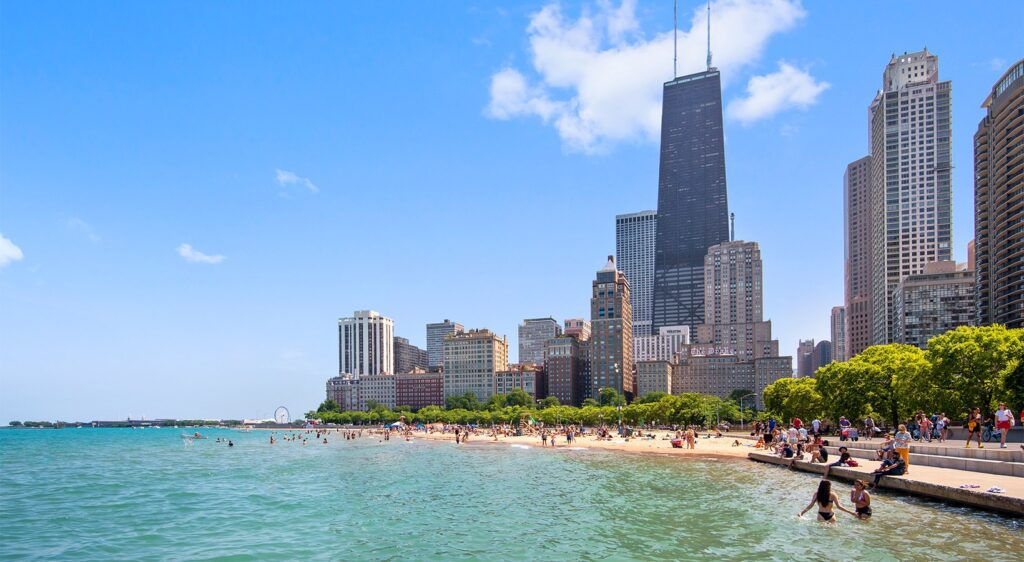 Oak Street Beach in the Gold Coast Chicago